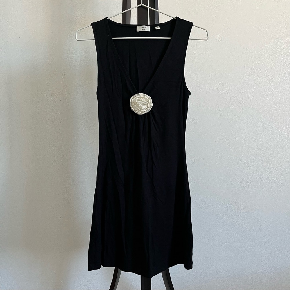 Wilfred Black Mini Dress with White Floral Detail